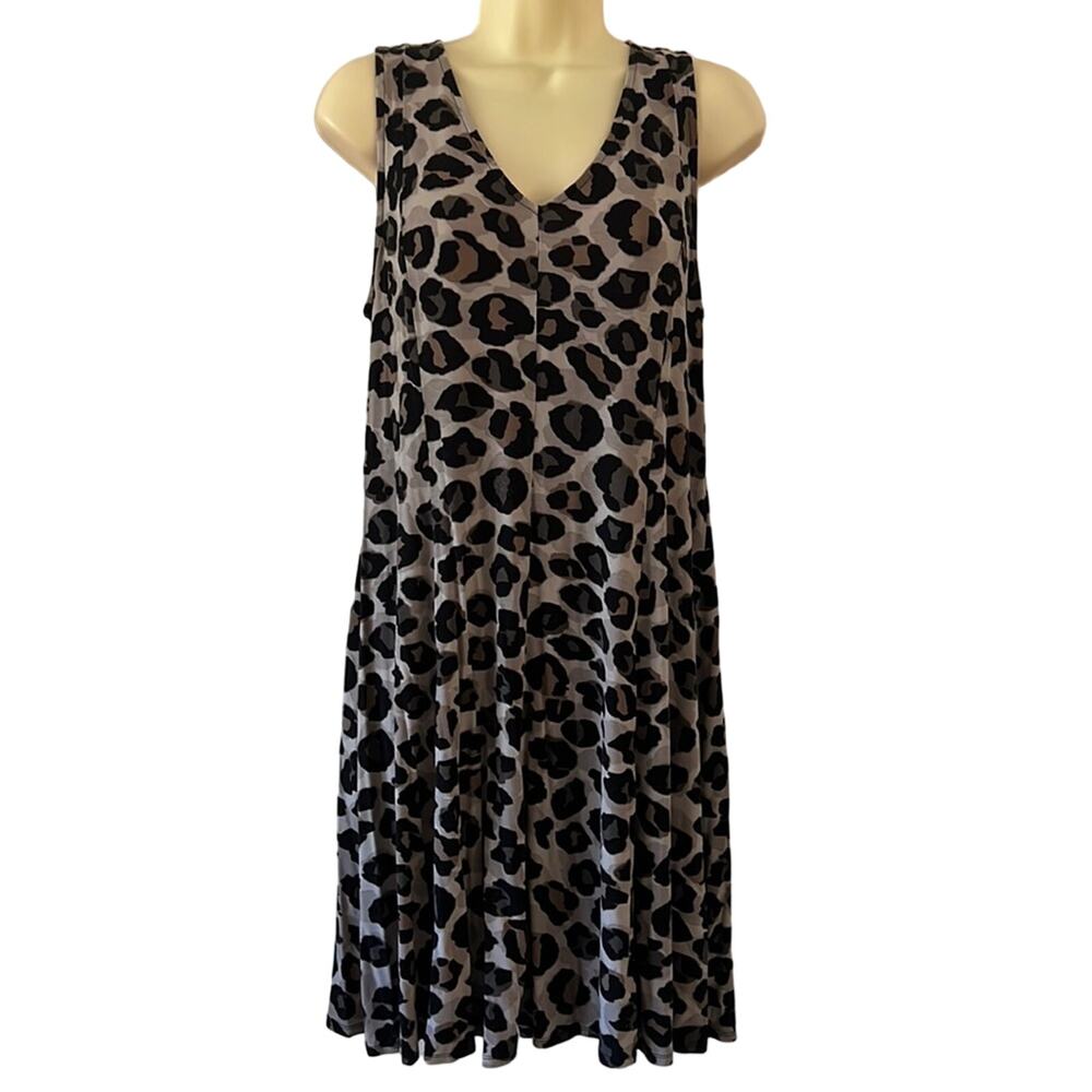 Premise Size M Cheetah Print Knit Flared Dress Woman Size Medium Sleeveless